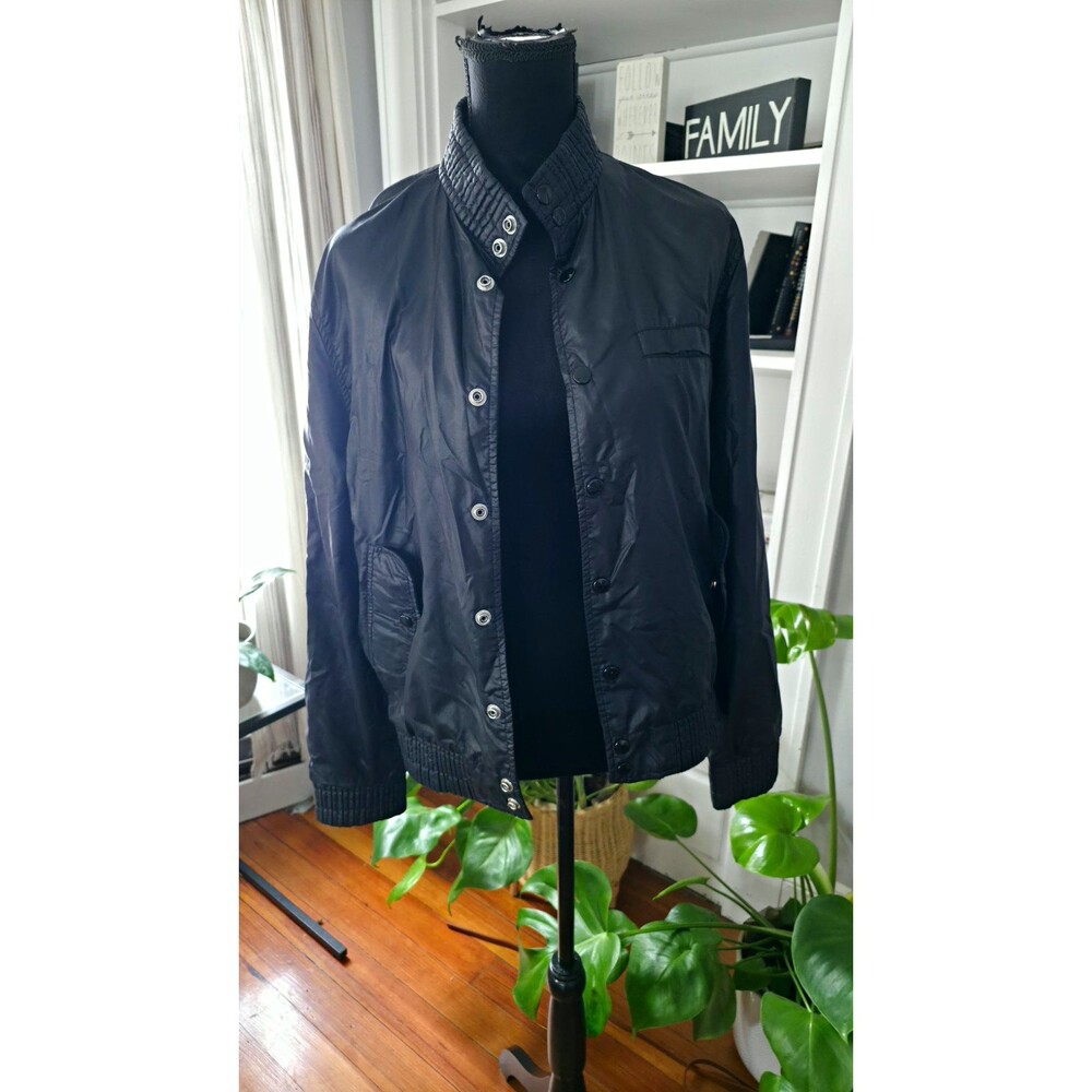 Vintage Sergio Valente Men's Black Bomber Jacket, Size M, Snap Front Pockets